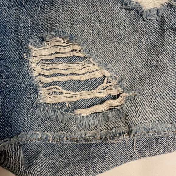 *SOLD*Distressed Mid-Rise Denim Cut-Offs - Picture 4 of 11